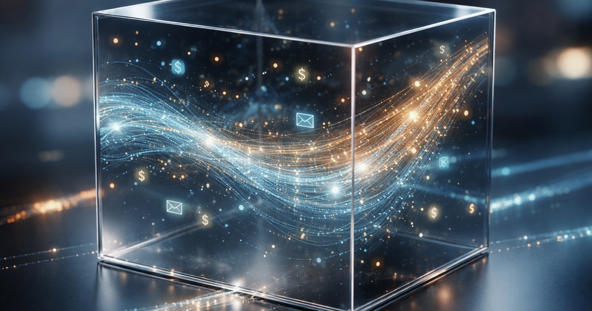Abstrakte Visualisierung von Cyberrisiko und Kryptotransaktionen im Kontext von Betrug und Datenleck.
