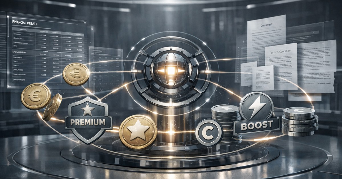 Premium, Boosts und Coins in einer Dating-App als Visualisierung von Monetarisierung und Haftungsstruktur für Betreiber.