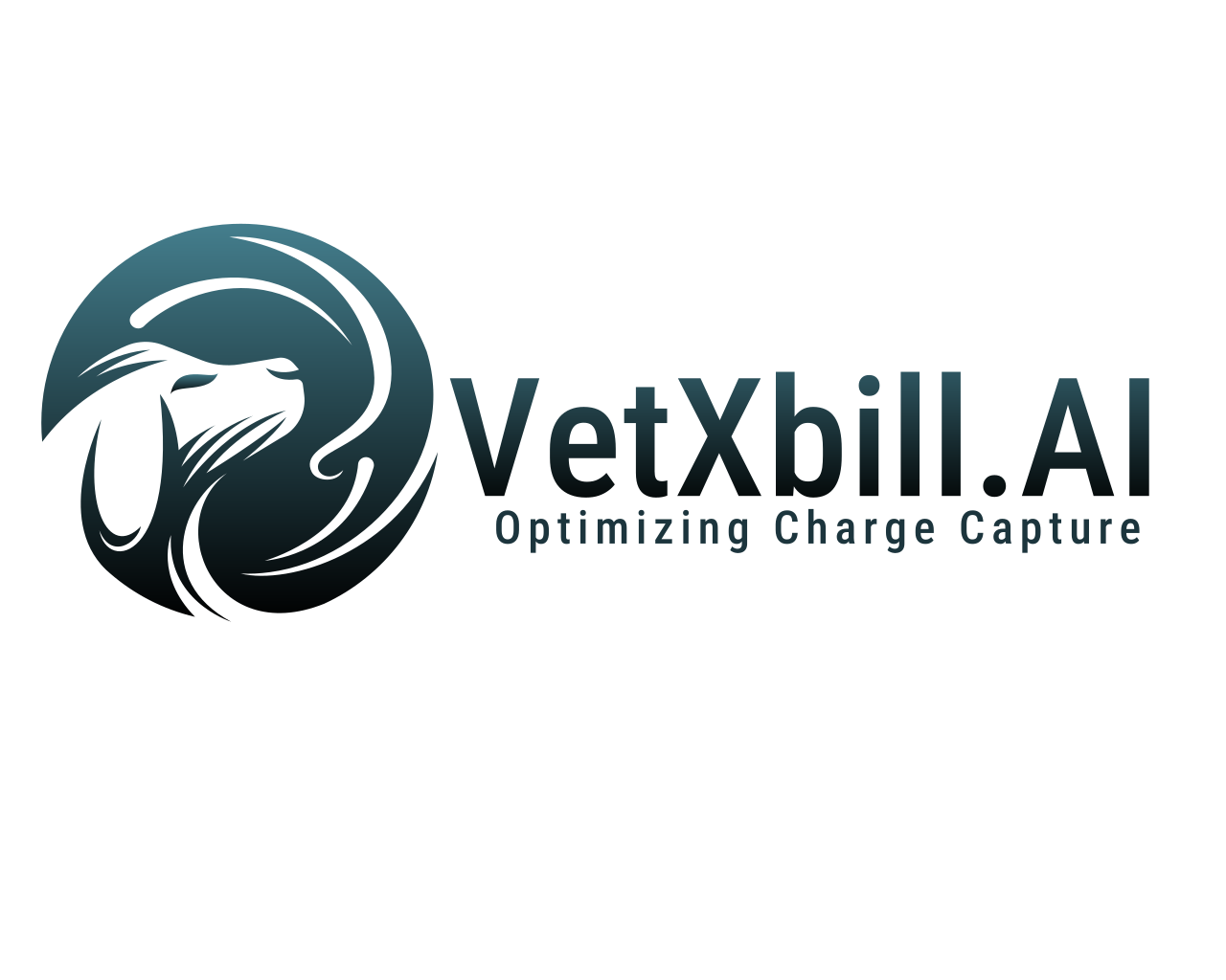VetXbill.AI logo with a stylized animal head and the tagline Optimizing Charge Capture.