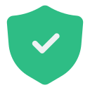 Green shield icon with a white checkmark symbolizing security or protection.