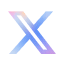 Stylized letter X logo in gradient blue and purple colors.