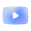 YouTube play button icon with blue and green gradient background.