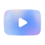 YouTube play button icon with blue and green gradient background.