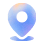 Blue map marker icon with a smaller blue circle in the center.