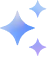 Three sparkling stars in blue and purple shades on a transparent background.