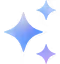 Four light blue sparkling stars with gradient shading on a transparent background.