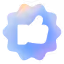 Blue thumbs-up icon with a gradient of orange in the upper left corner.