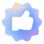 Blue thumbs-up icon with a gradient of orange in the upper left corner.