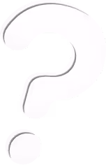 White three-dimensional question mark with subtle shadows on a transparent background.