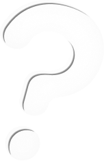 White three-dimensional question mark with subtle shadows on a transparent background.