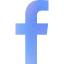 Facebook logo with a blue lowercase f.