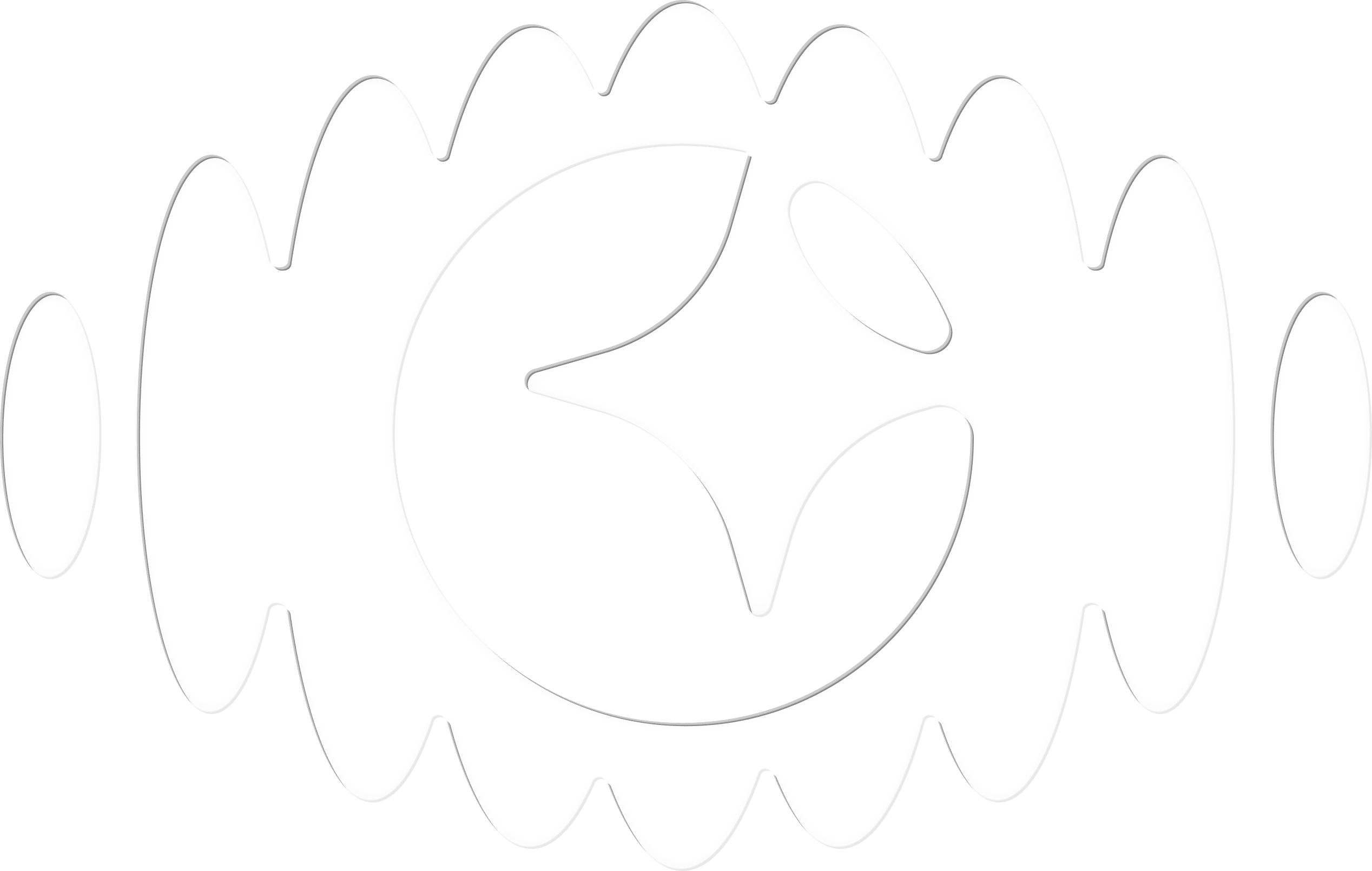 Stylized circular emblem with a star shape inside and surrounded by a wavy ring.