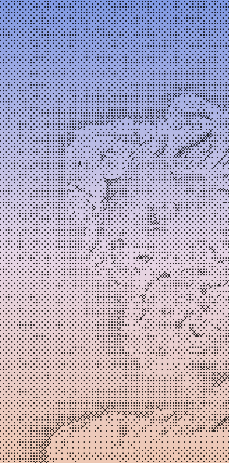 Pixelated image of an eagle head with a gradient background transitioning from blue at the top to pink at the bottom.