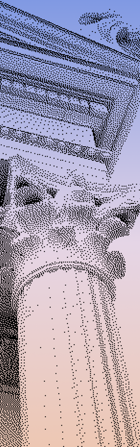 Close-up illustration of a classical architectural column capital with ornate sculptural details against a gradient sky.