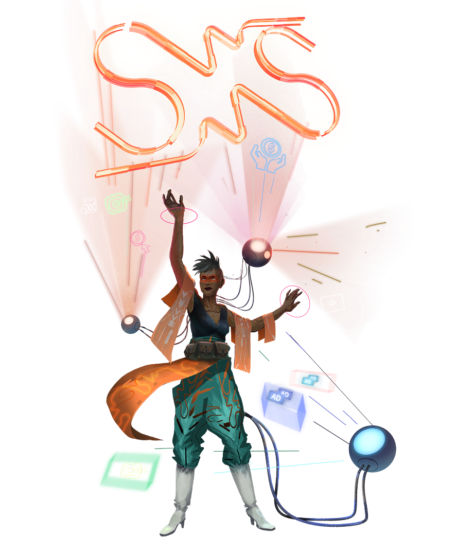 SaaS Hacker character paid advertising