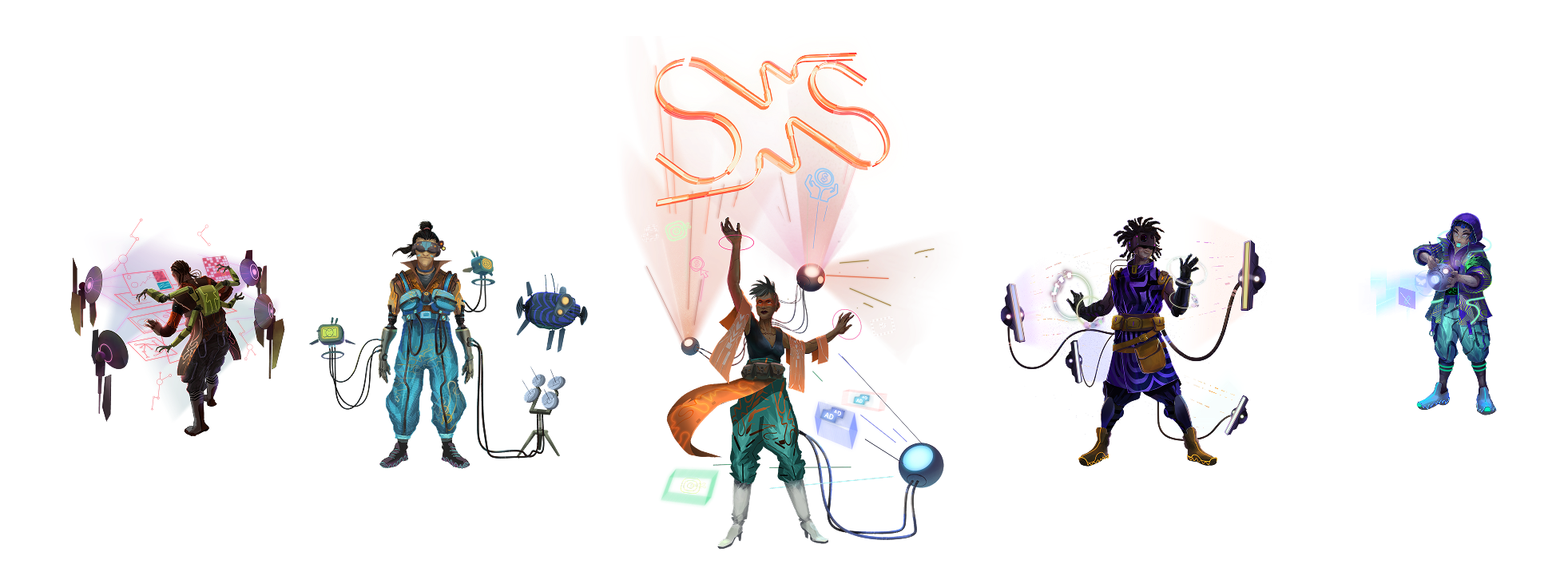 SaaS Hacker character full line up