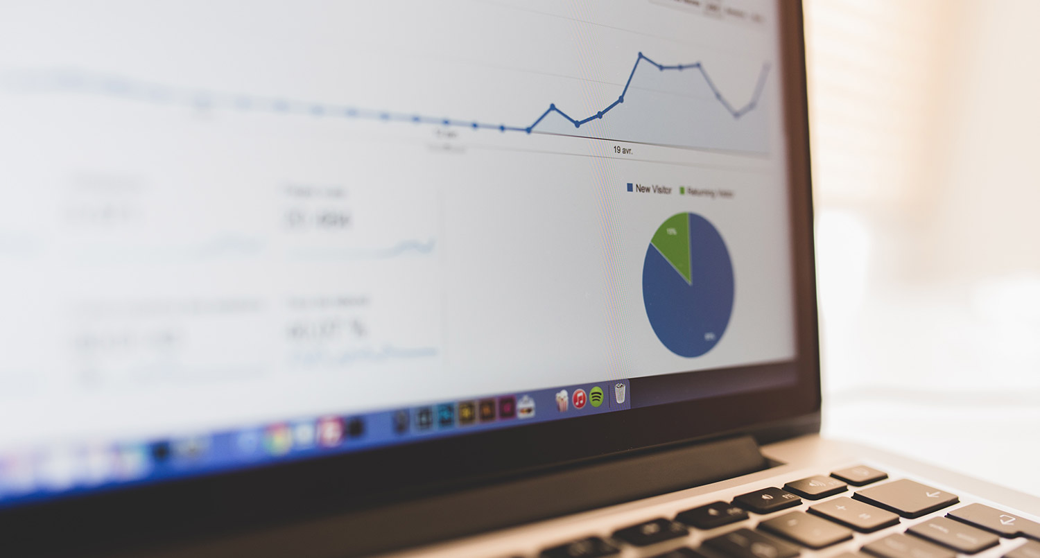 Google Analytics graph shown on a laptop at an angle
