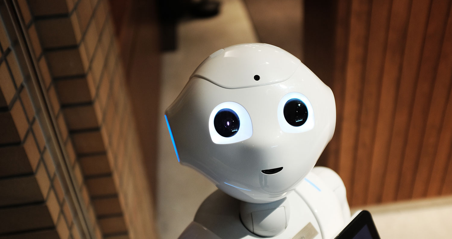 Toy robot looking at the camera