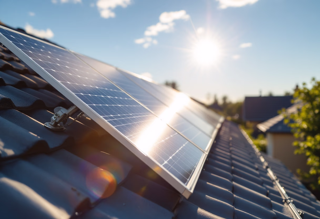 image of a technician installing solar panels