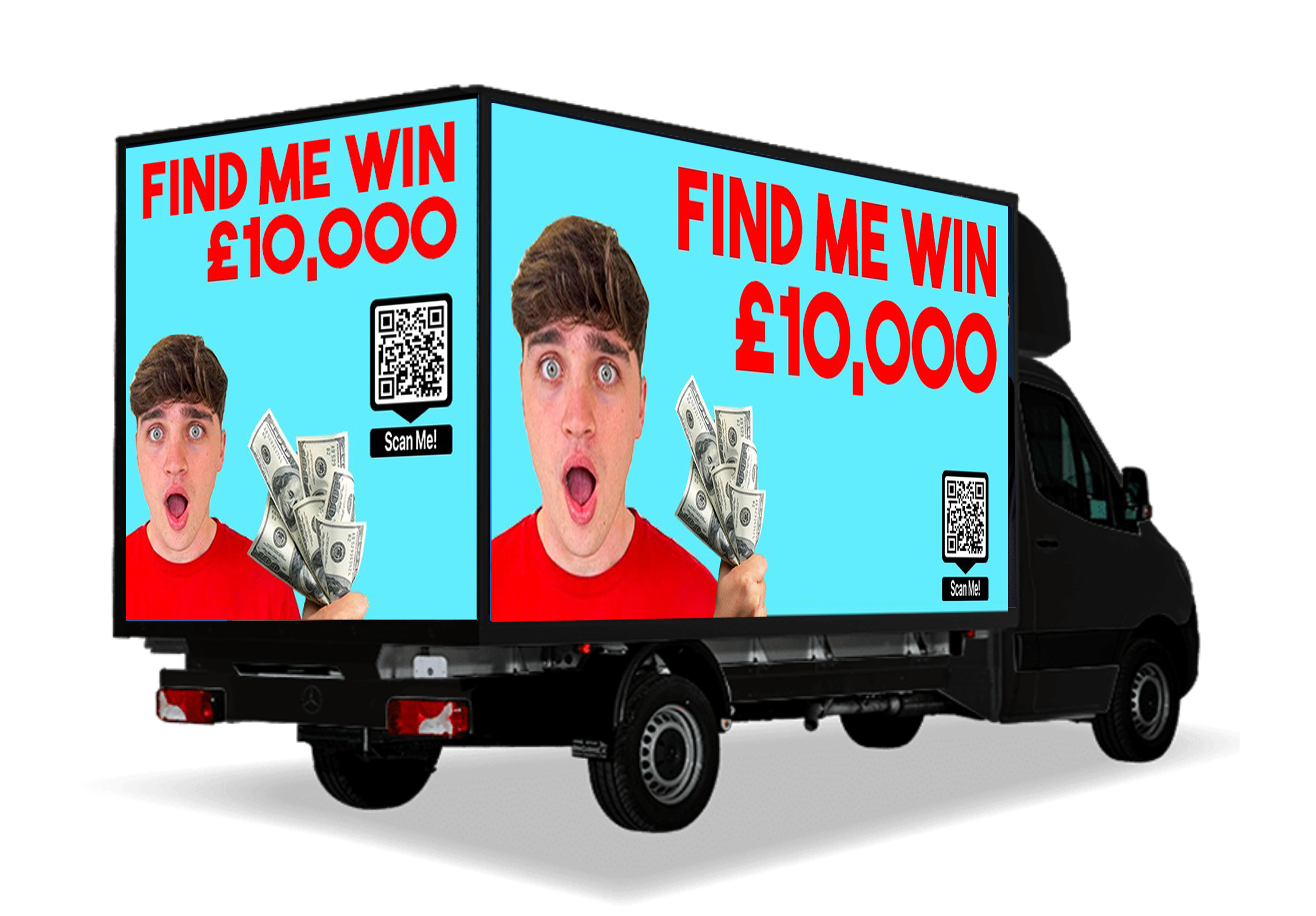 Urban street scene with pedestrians walking past a black van covered in Ozzy Osbourne concert ads, set against a backdrop of modern and older commercial buildings.