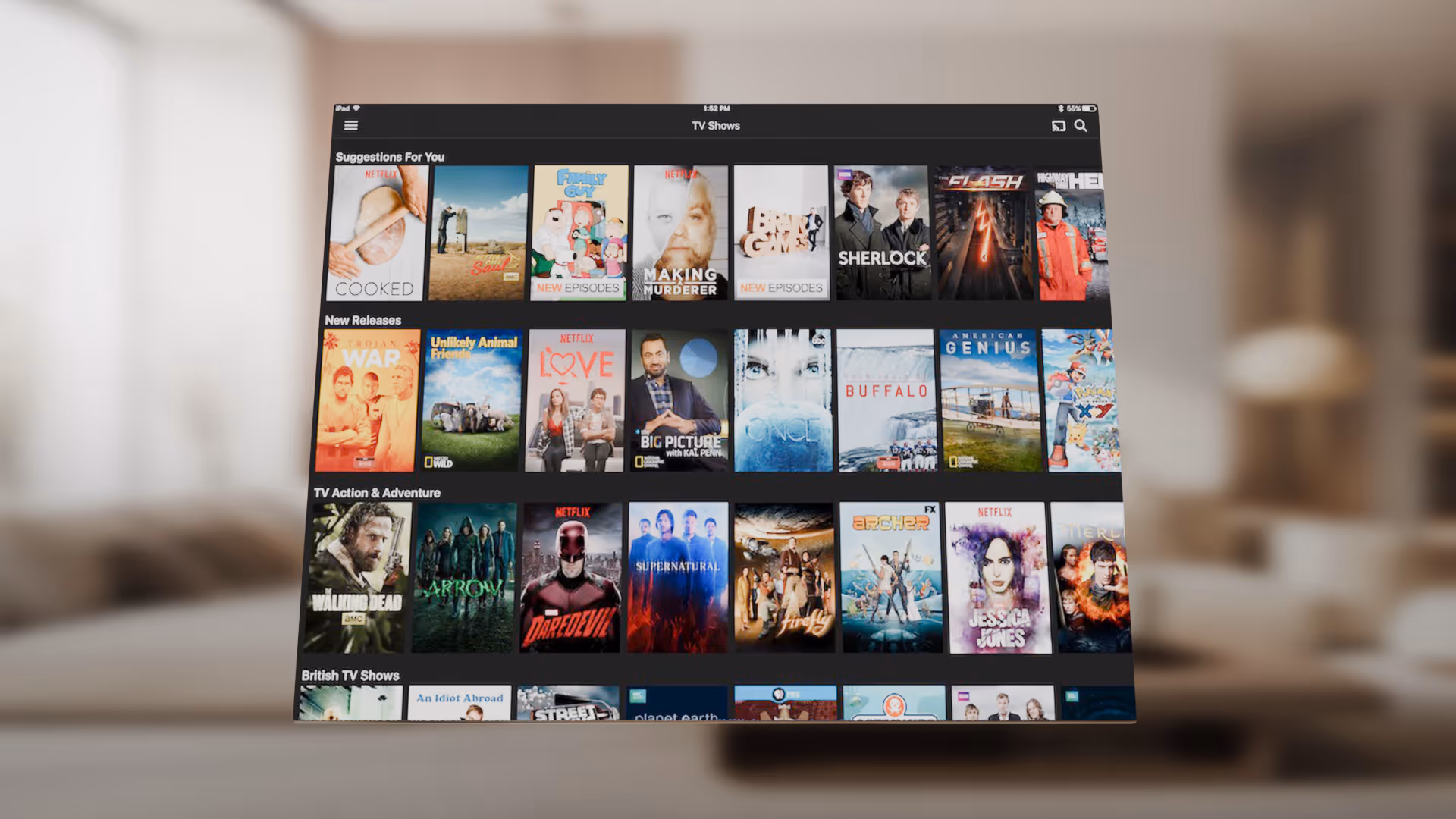 The thinnest Tablet screen displaying Netflix movie.
