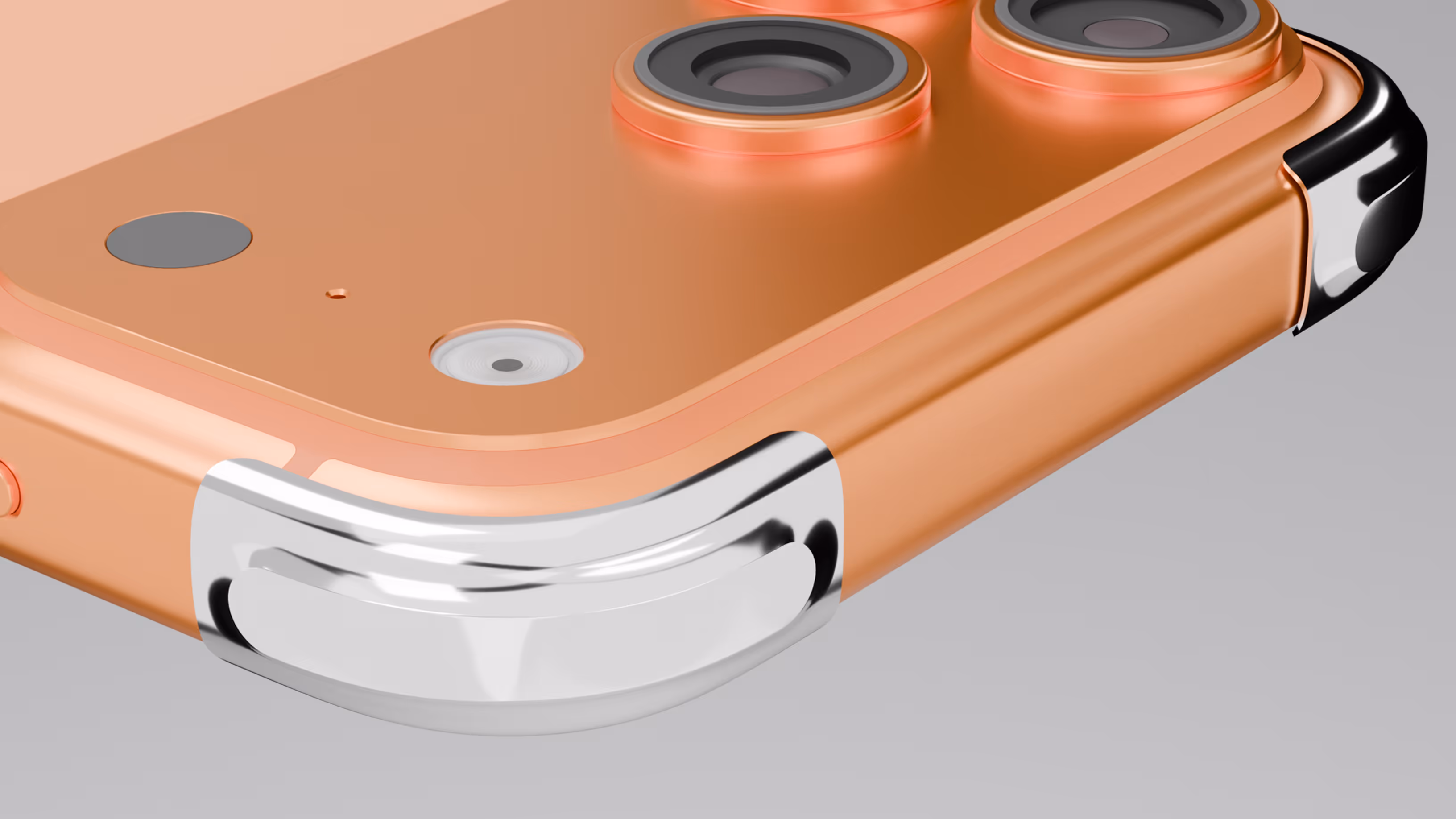 Close-up of a iPhone 17 PRO MAX With protective Liquid Metals  bumper Brand ZERO.