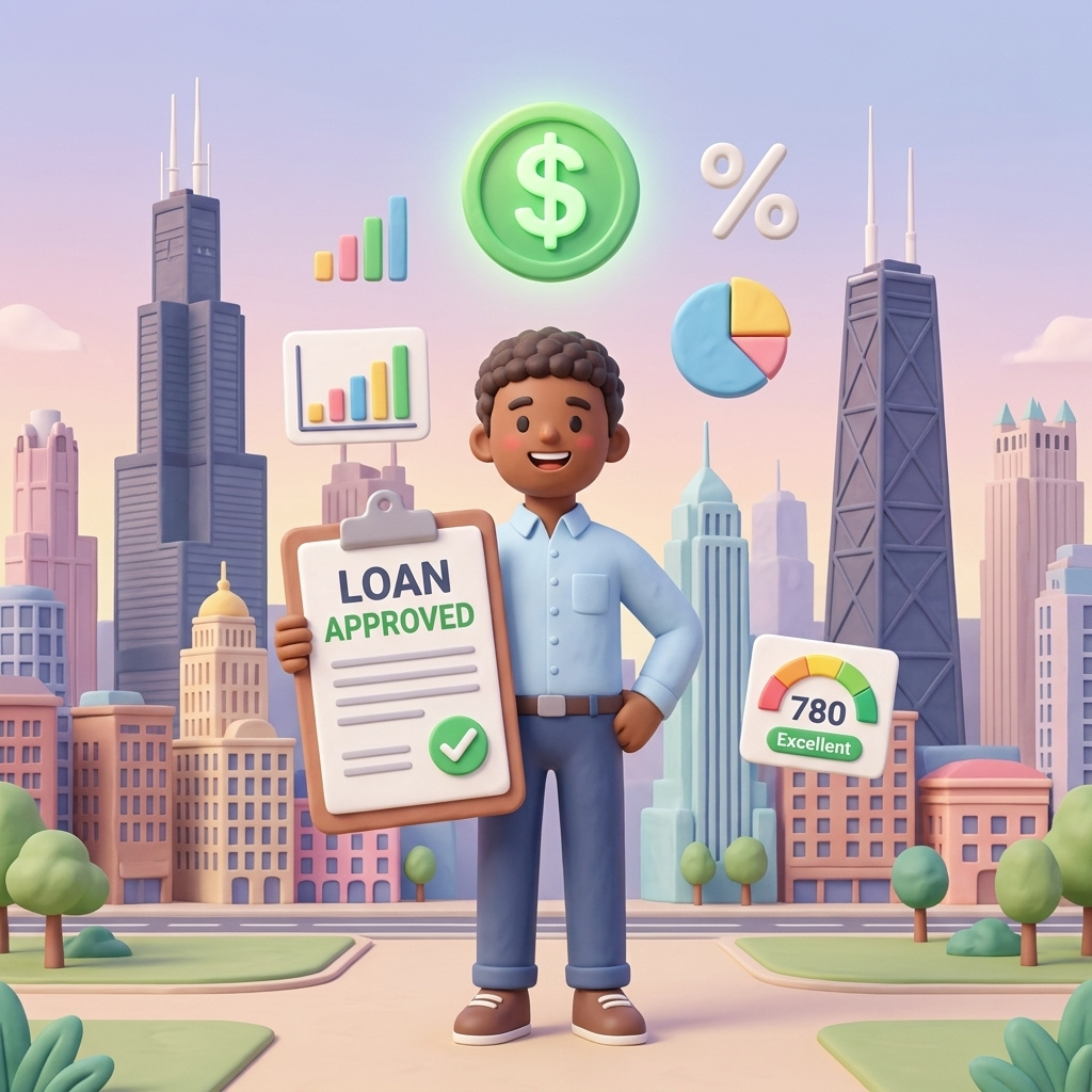 Person in Chicago receiving personal loan approval
