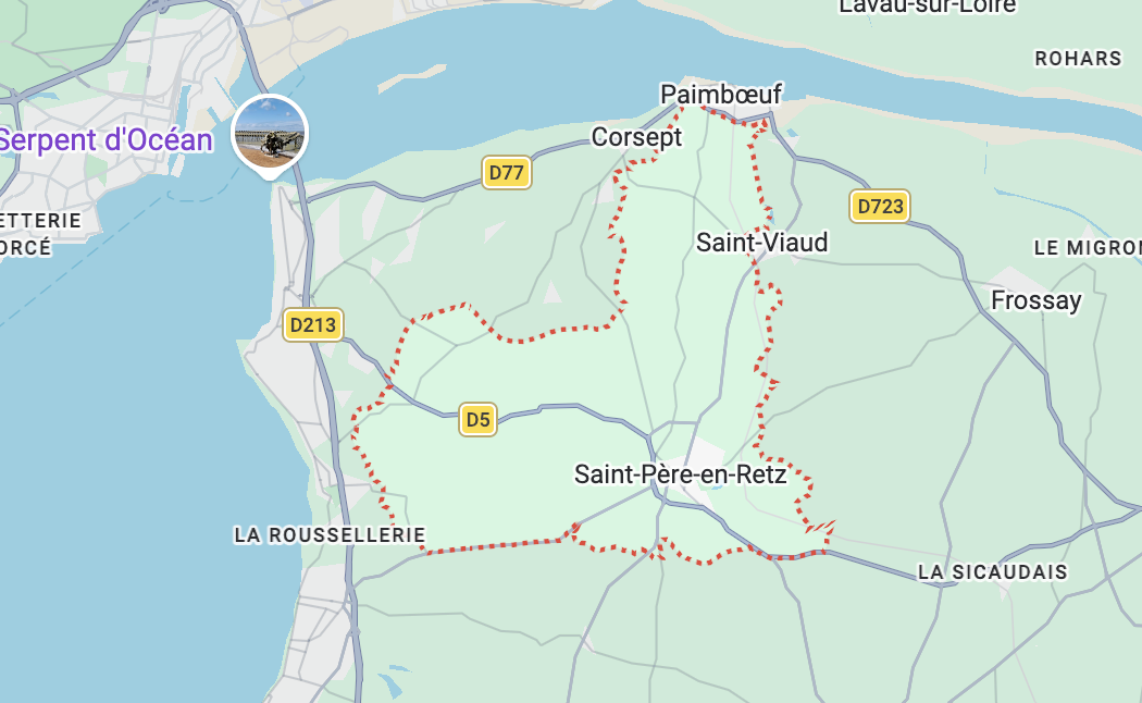 Carte de l'itinéraire depuis notre atelier de Couëron