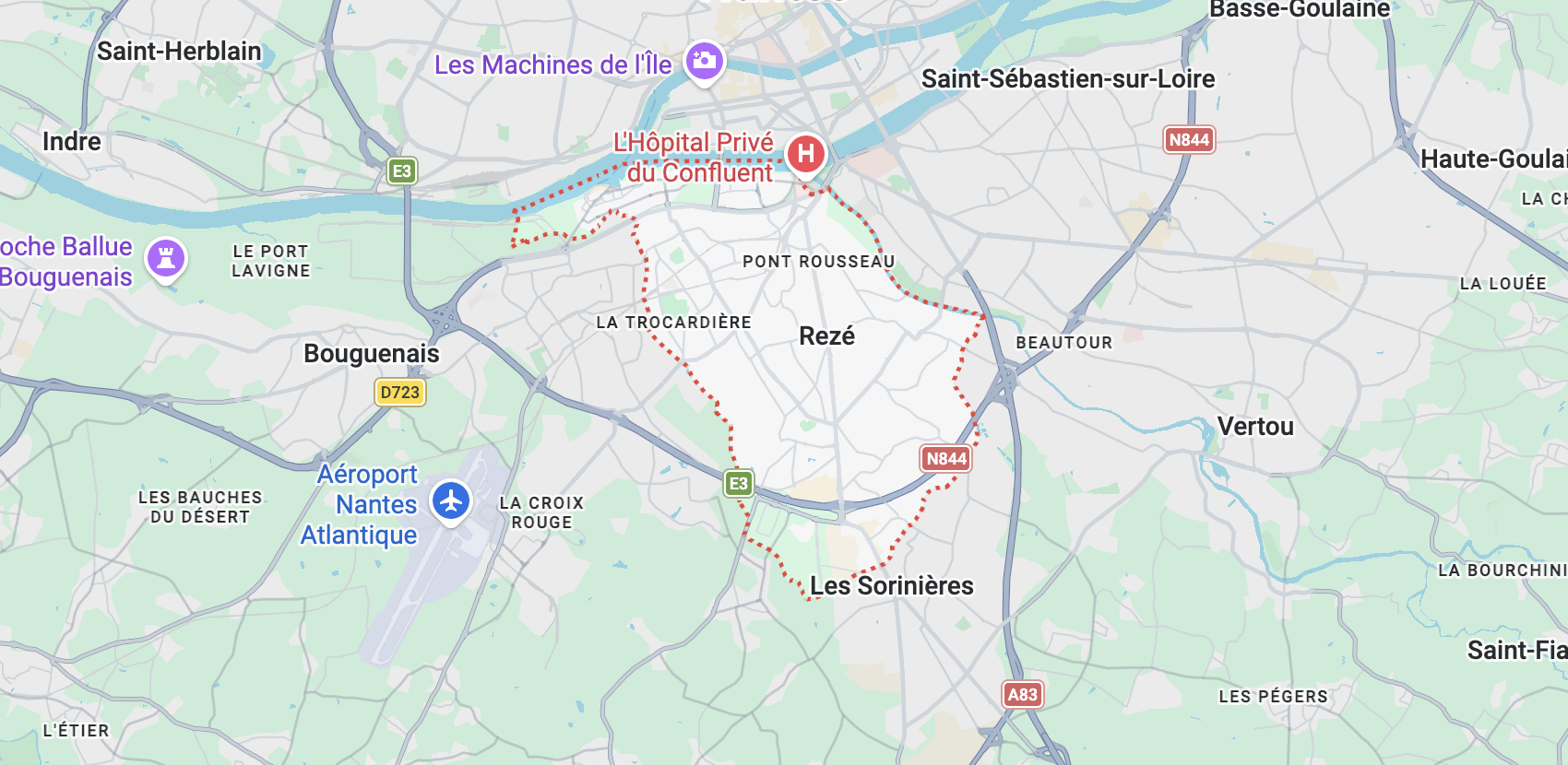 Carte de l'itinéraire depuis notre atelier de Couëron