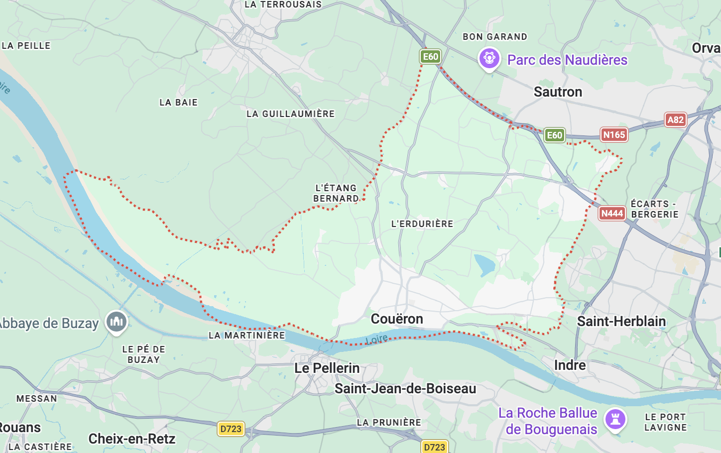Carte de l'itinéraire depuis notre atelier de Couëron