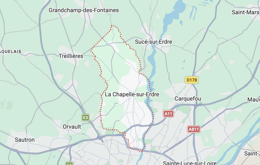 Carte de l'itinéraire depuis notre atelier de Couëron