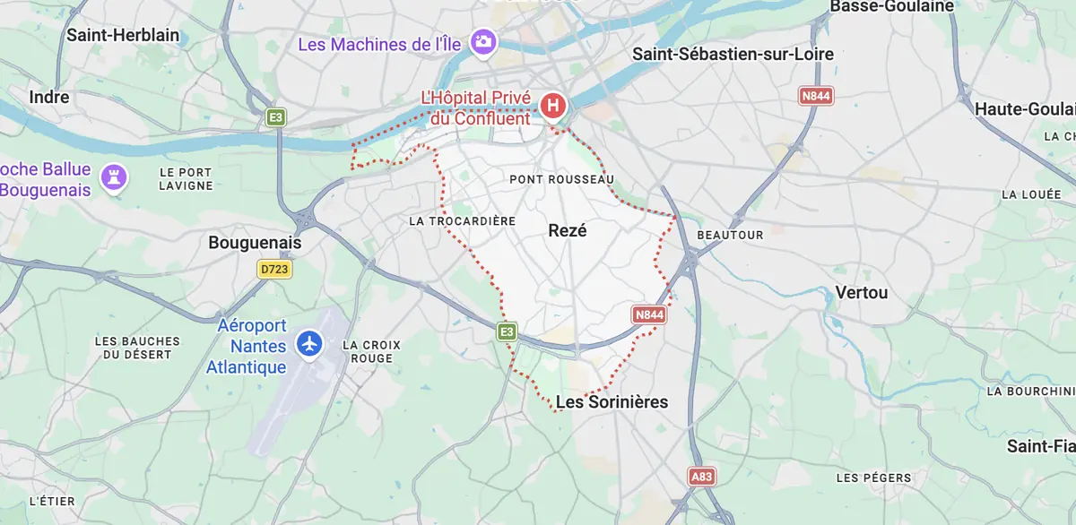 Carte de l'itinéraire depuis notre atelier de Couëron