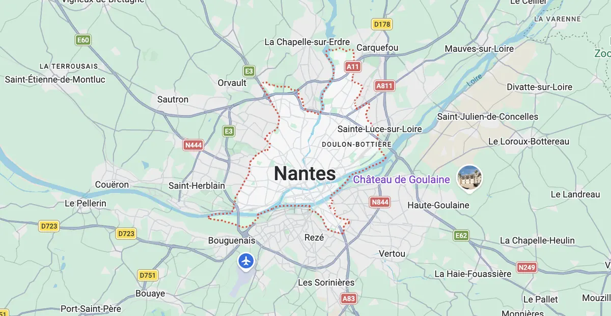 Carte de l'itinéraire depuis notre atelier de Couëron