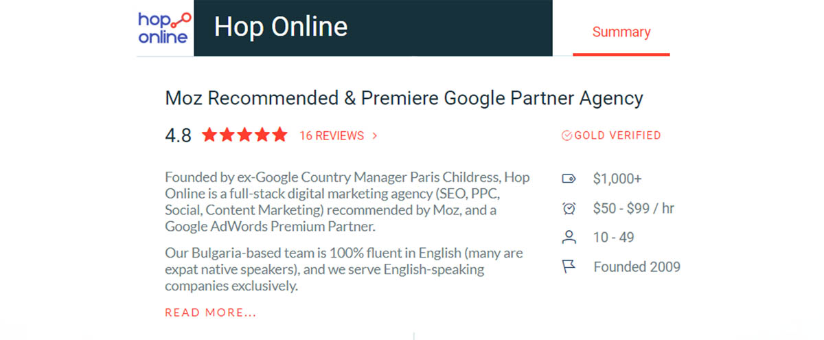 Hop Online - Moz Recommended and Premiere Google Parner Agency