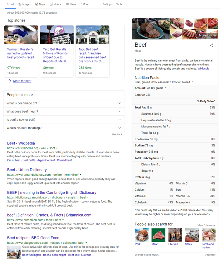 Screenshot from Google Search