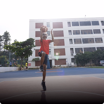 Boy playing basketball