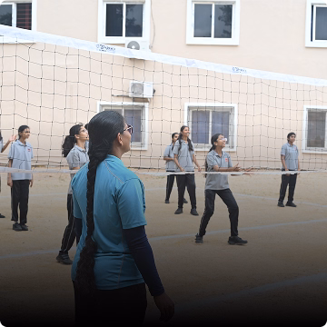 Students playing Throwball