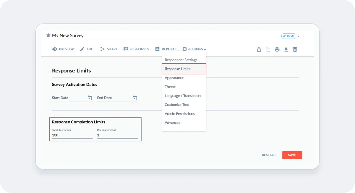 Set your response limits
