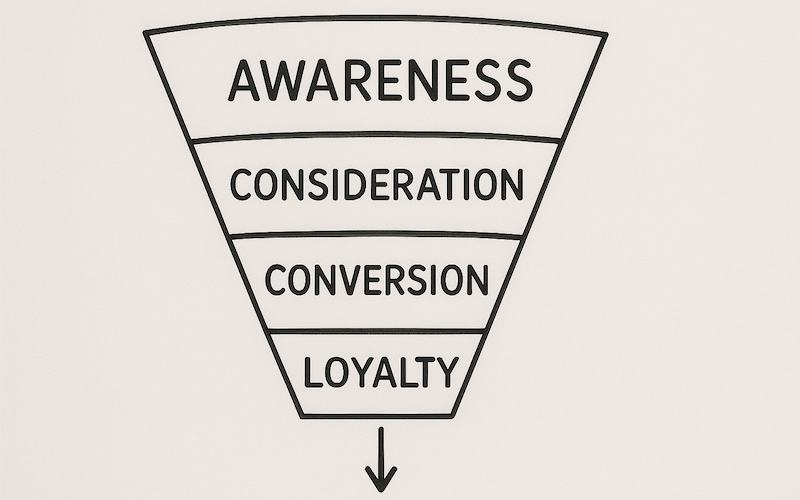 Brand awareness survey conversion funnel