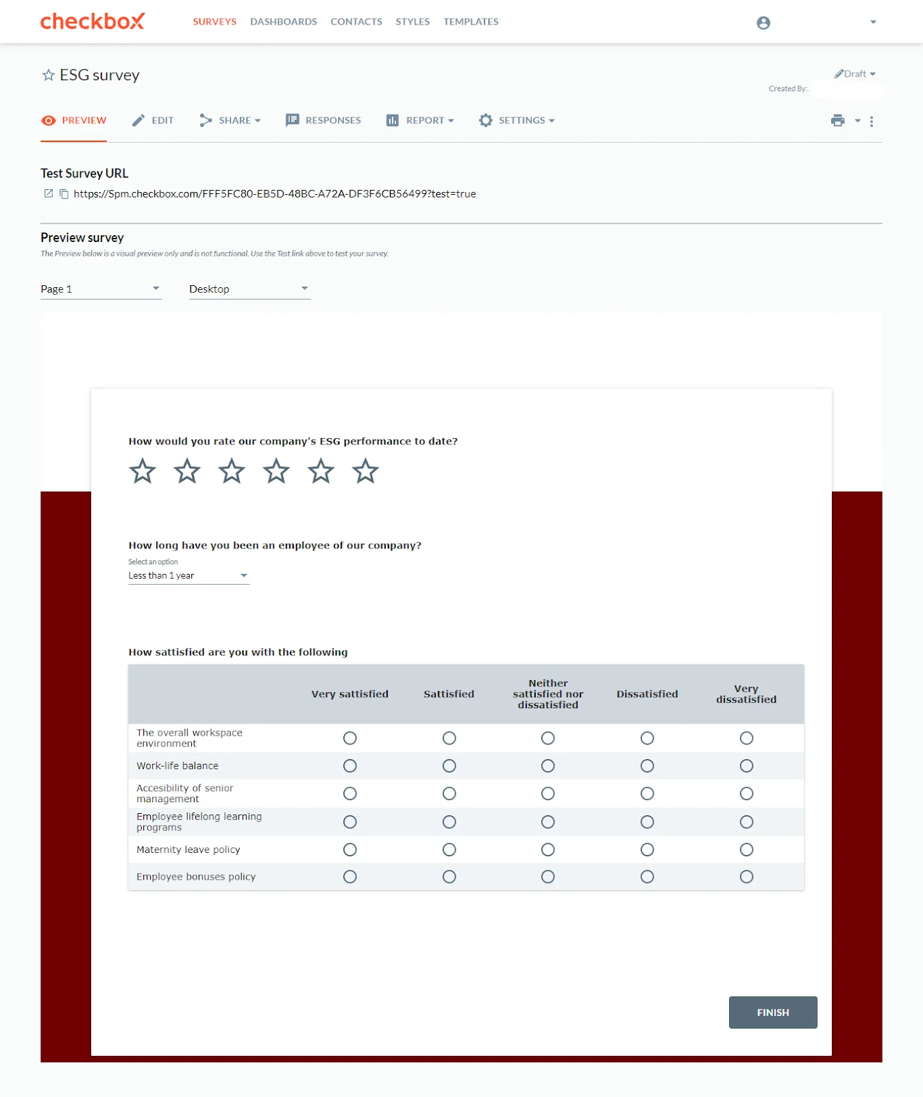 ESG Survey Online Creator tool