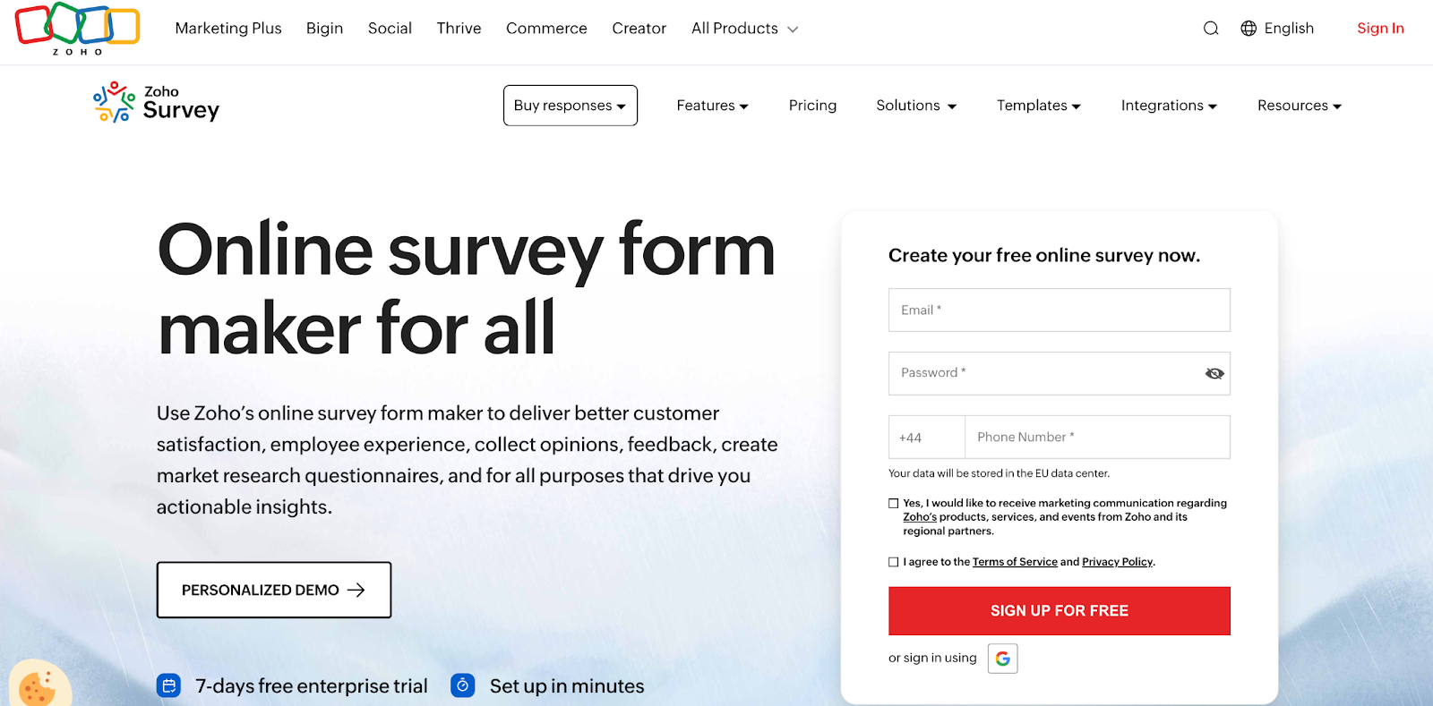 Survey software for small businesses Zoho Survey
