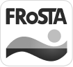 FRoSTA Firmenlogo mit stilisiertem Wellen- und Sonnenmotiv.