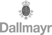 Dallmayr Markenlogo mit einem Wappen über dem Schriftzug.