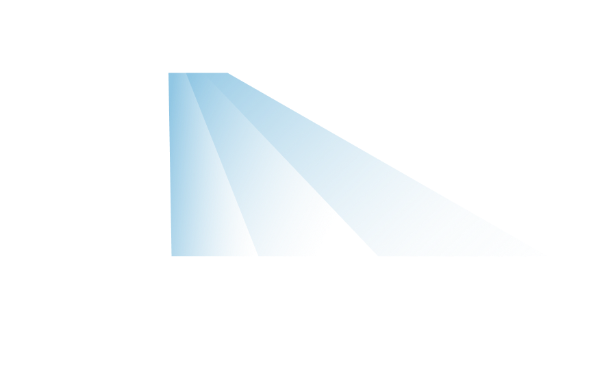 Minimalist logo with three overlapping blue diagonal beams on a transparent background.