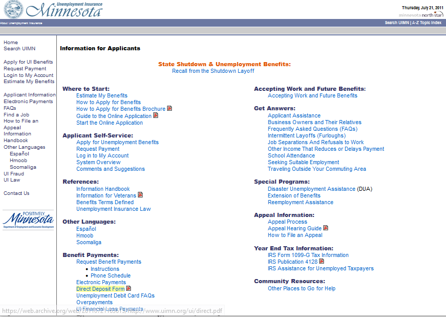 screenshot of UIMN.ORG website