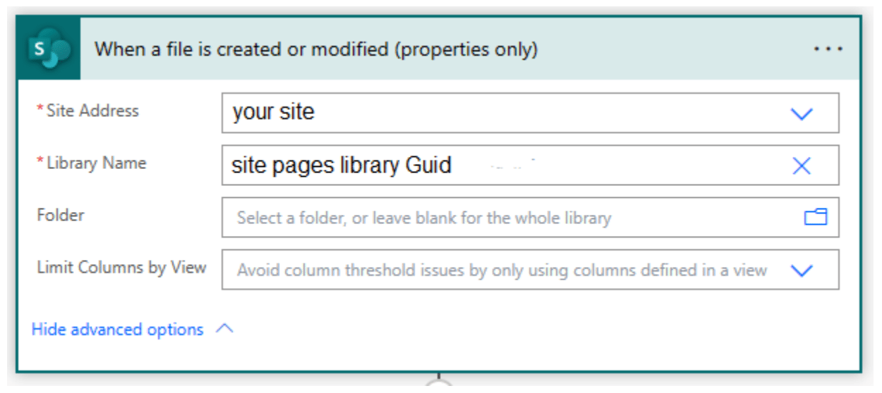 Powerapp Pagfeolder settings