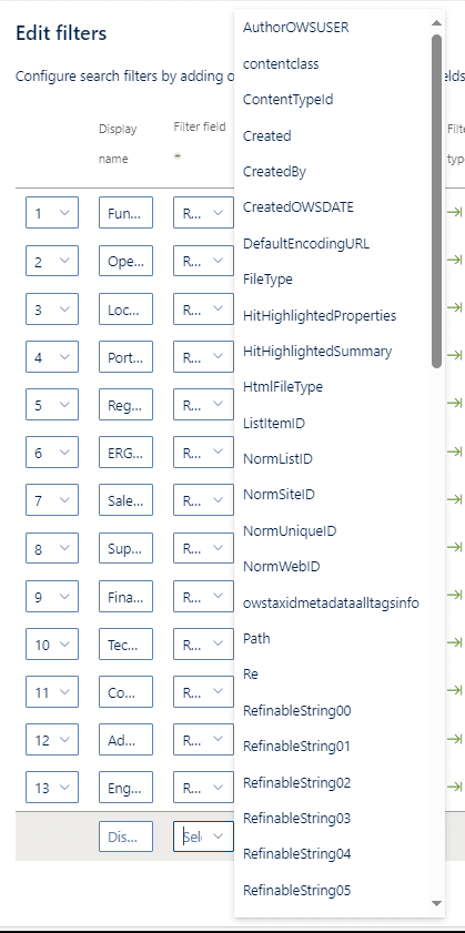 Dropdown with selected properties in Search Results webpart.