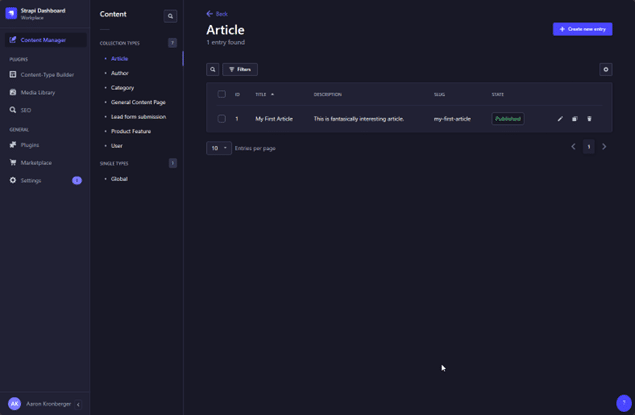 Strapi content manager