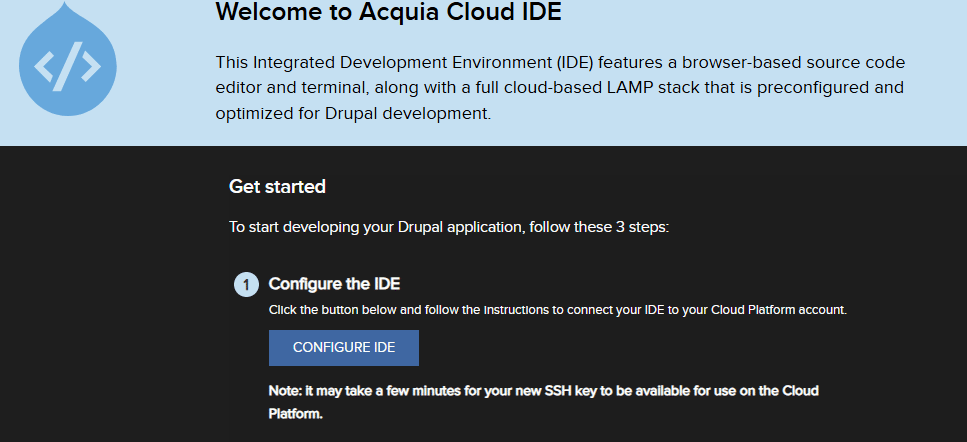 Aquia Cloud IDE Welcome Message"