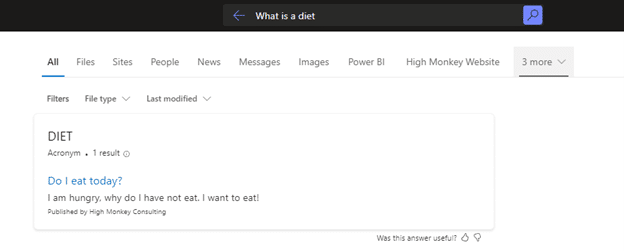 DIET acronym showing up as Do I Eat Today?